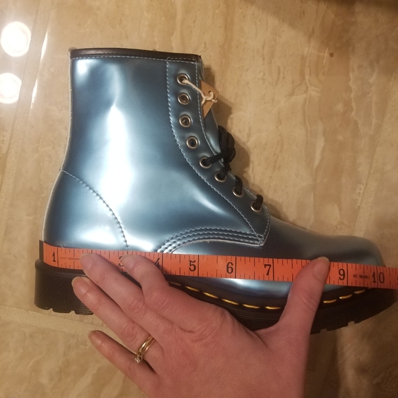 Doc Martens Vegan 1460 Goldmix Blue Combat Boots - Picture 8 of 8